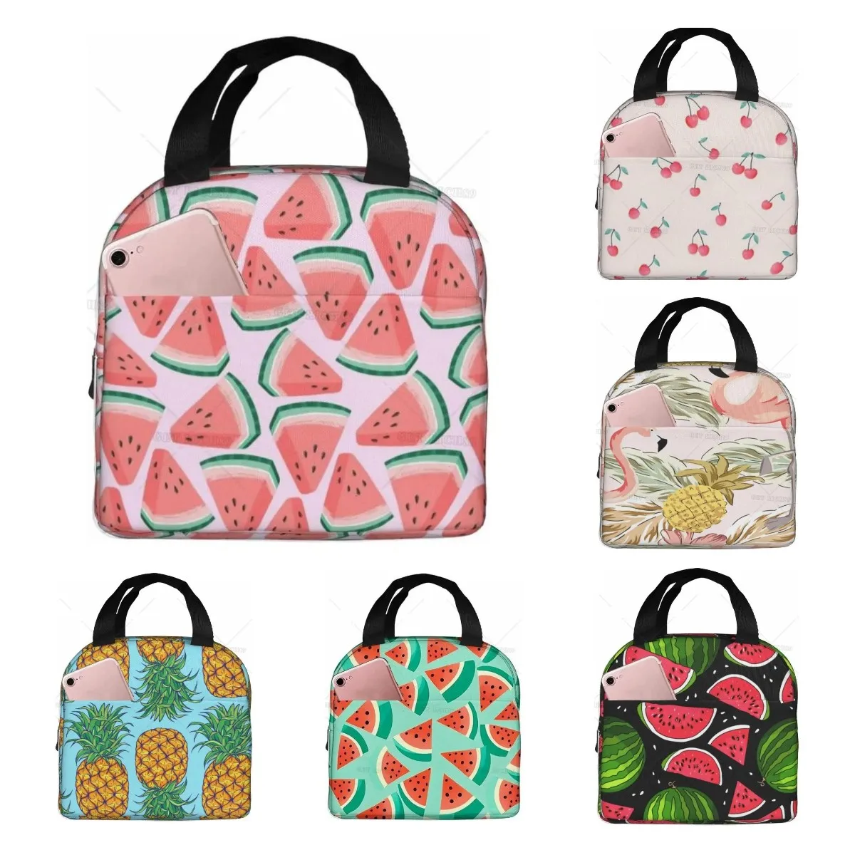 Tote Bag Sublimation - الكرتون البطيخ الكرز والأناناس قابلة لإعادة