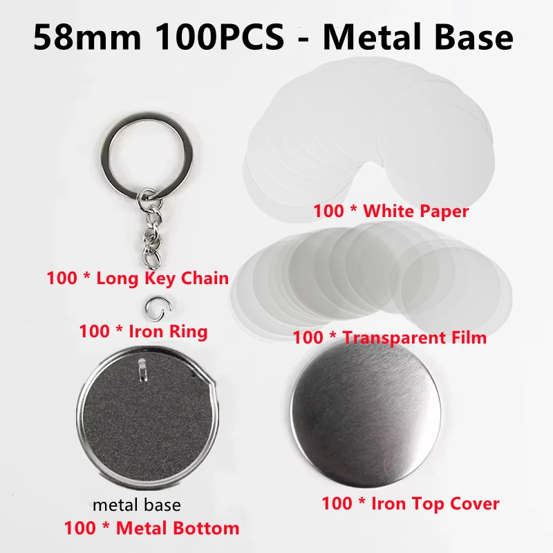 100 قطعة من البلاستيك/المعادن  - مراجعة Button Badge Blank وسعره