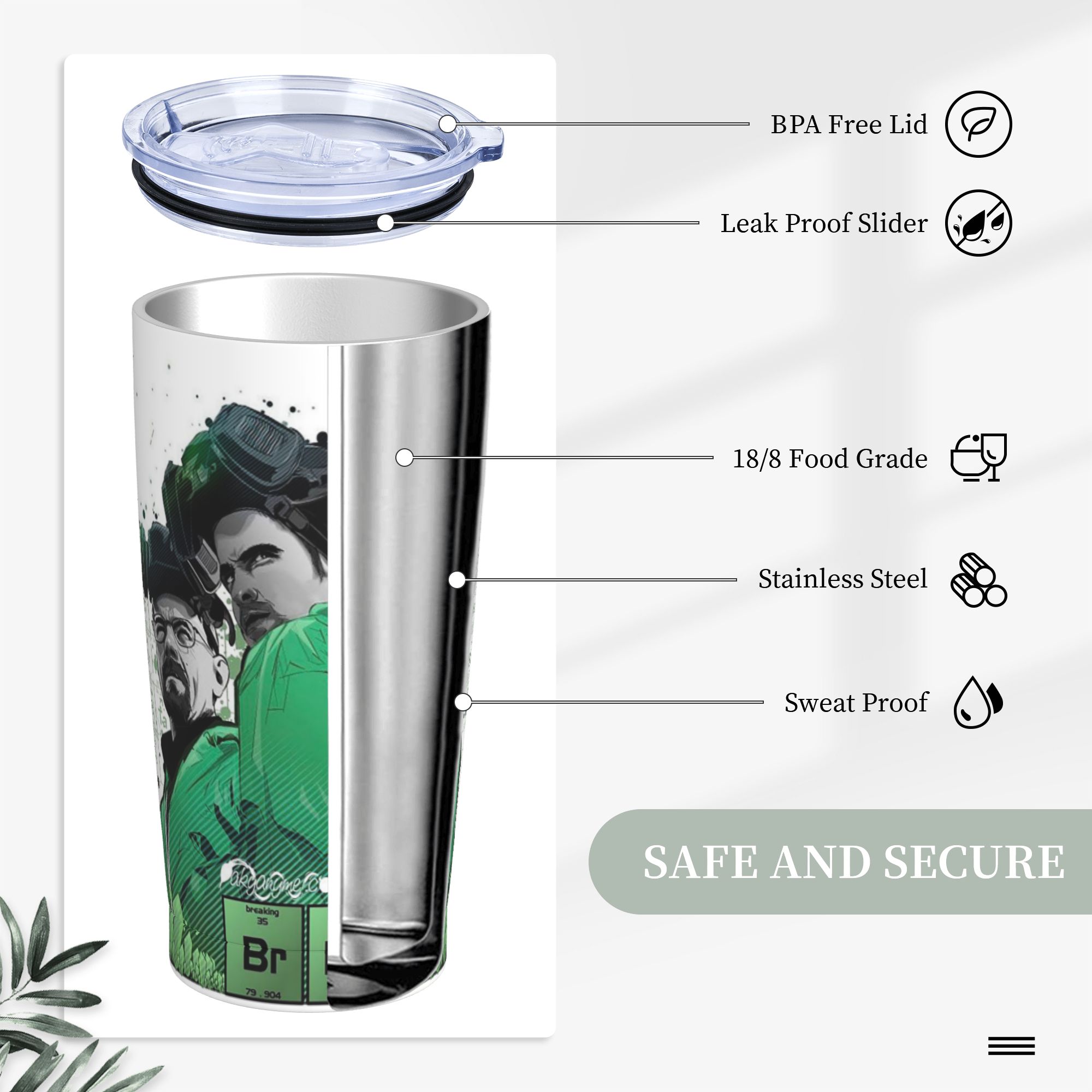 كوب وولتر وايت من بريكينج باد، - مراجعة Tumbler 20Oz White وسعره